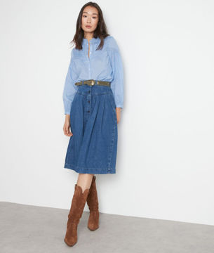 Picture of LALITA SKY BLUE COTTON BUTTONED BLOUSE